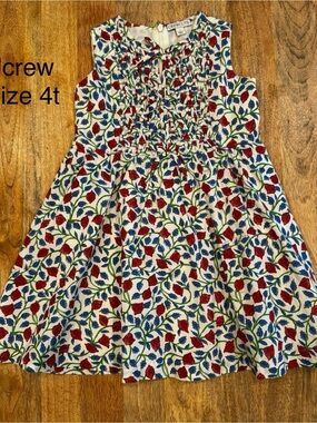 J. Crew White Dress with Red & Blue Floral Print